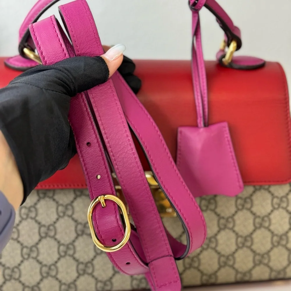 Gucci Padlock GG Coated Canvas And Leather Top Handle Bag